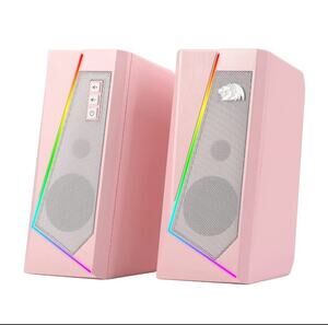 GS520 RGB Pink Desktop Speakers 2.0 Channel PC Computer Stereo Speaker